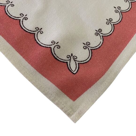 Lot of 8 Cloth Napkins Ivory Pink Black 16" x  15" Cotton Dining Vintage - Picture 3 of 4